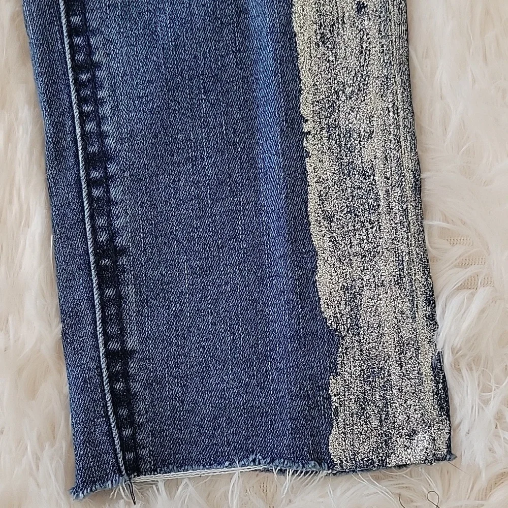 Justice Jeans Girls Size 12 Slim Silver Glitter Stripe